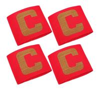 Veemoon 4pcs Adjustable Red Captain Armband for Arm, Wear-resistant Polyester Sport Player Band Suitable for Soccer and Basketball Games, Portable Design for Convenient Team Leadership