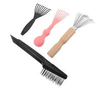 Veemoon 4pcs Airbag Comb Cleaning Tool Hair Removal Cleaner Brush Portable for Home and Salon Use Wooden Handle Comb Brush Cleaner Tool