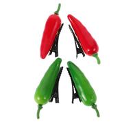 Veemoon 4pcs Alligator Hairpins Girls Food Hair Clips Chili Pepper Hair Styling Pins Women