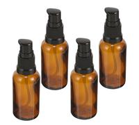 Veemoon 4Pcs Amber Glass Lotion Bottles Refillable Pump Dispenser for Essential Oils Creams Serums Travel Friendly Cosmetic Containers for Skincare