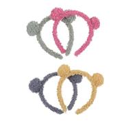 Veemoon 4pcs Bear Ear Hairbands for Women Cute Face Washing Headwear Lightweight Headbands in Yellow Green Rose Red for Daily Wear Spa Makeup