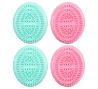 Veemoon 4pcs Beauty Meridian Massage Brushes Set, Skin Exfoliator and Scalp Shampooing Tool for Bath, Home, and Travel, Includes Green and Pink Brushes