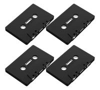 Veemoon 4pcs Black Matte Blank Cassette Tapes DIY Handcraft Accessory for Vintage Wall Decoration Smooth Surface Empty Audio Cassettes for Themed Parties and Creative Home Display