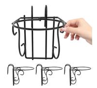 Veemoon 4pcs Black Orchid Pot Hanging Rack Metal Flowerpot Holder Balcony Railing Mounted Hanging Flowerpot Rack Indoor Outdoor Plant Stand for Garden Patio