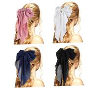 Veemoon 4pcs Bowknot Hair Clips for Women, Satin and Metal Material with Stable Design That Won't Fall out Easily, Unique Elegant Style Hair Accessories for Ceremonies and Taking Photos