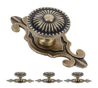 Veemoon 4pcs Cabinet Knobs, Mushroom Drawer Knobs with Backplate Bronze | Retro Vintage Single Hole/Screw Cabinet Pulls, Dresser Handles for Kitchen/Cupboard/Wardrobe/Cabinet