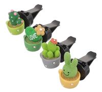 Veemoon 4pcs Car Air Freshener Vent Clip Cactus Resin Ornament for Car Interior Decor with Odor Removal and Decorative Features Suitable for Home and Bedroom Use