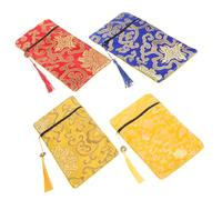 Veemoon 4pcs Chinese Brocade Cloth Bags for Scriptures Storage Zen Book Holder Pouches Elegant Protective Pouches Compact Design for Easy Carrying for Buddhist Texts and Books
