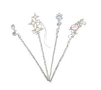 Veemoon 4pcs Chinese Hair Pins with Moonstone Detail Long Metal Hair Sticks for Buns Elegant Vintage Hanfu for Women and Mystical Star Moon Design
