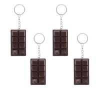 Veemoon 4pcs Chocolate Design Keychain Set Cute Purse Charm Key Chain Accessories for Women Backpacks Novelty Kawaii Pendant Keyring