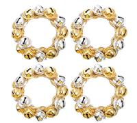 Veemoon 4pcs Christmas Gold Bells Napkin Ring Decorative Xmas Table Napkin Holders Towel Ring Fancy Stainless Steel Napkinbuckles Craft Jingle Bells Decoration for Holiday Wedding Table Centerpiece