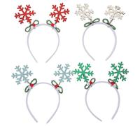 Veemoon 4pcs Christmas Snowflake Headbands Gold Glitter Snowflake Headpieces for Girls Xmas Party Festive Hair Bands Costume Accessories