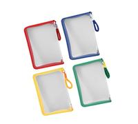 Veemoon 4pcs Clear Mesh Zipper Pouches with Handles Portable Plastic File Folder Organizer for Document Storage Travel and Stationery Transparent Mesh Bags for Office and School Use