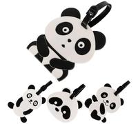 Veemoon 4pcs Creative Panda Shape Luggage Tags PVC Suitcase Tags for Briefcase and Laptop Bag, Fashion Travel Labels for Easy Identification Against Luggage Loss, for Airport Baggage