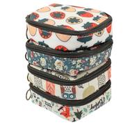 Veemoon 4pcs Cute Small Makeup Holder Period Bag Portable Zipper Pouch for Menstrual Pads Stylish Travel Toiletry Storage for Women Strawberry White Owl Floral Forest