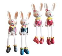 Veemoon 4pcs Easter Decorations Easter Rabbit Decoration Rabbit Figures Easter Baskets Bunny with Carrots Statue Easter Basket Stuffers Easter Shelf Figurine Resin Chocolate Outdoor Baby