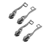Veemoon 4pcs Explosion-Proof Thickened Nylon Zipper Pull Replacement with Lock Hole for Luggage Suitcases Backpacks Travel Bags, Double-Layer Zipper Slider Repair in Mirror Gunmetal