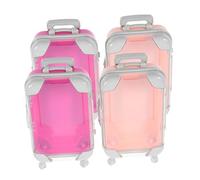Veemoon 4pcs False Eyelash Storage Box Mini Suitcase Eyelash Container Travel Vanity Case Lash Cluster Makeup Luggage Organizer