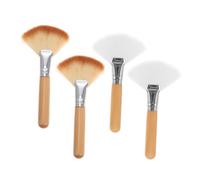 Veemoon 4Pcs Fan Makeup Brushes with Natural Handles Soft Bristles for Highlighter Blush Powder Application Versatile Face Makeup Tools for Smooth Even Coverage