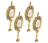 Veemoon 4pcs First Communion Religious Lapel Pin Set with Holy Chalice and Cross, Catholic Brooches for Clothes, Hats, Scarves and Backpacks, Communion Accessories