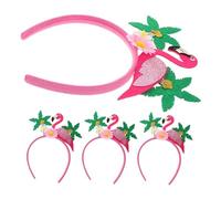 Veemoon 4pcs Flamingo Hairband Tropical Hawaiian Flower Headbands for Women Secure Fit Floral Hair Claw Hoops for Beach Parties and Carnival Events Colorfast Design