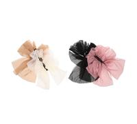Veemoon 4pcs French Inspired Multi Layer Bow Hair Clips for Women Comfortable Back of Head Ponytail Banana Clips with Strong Grip Stylish Colors for Parties Work Casual Hairstyles