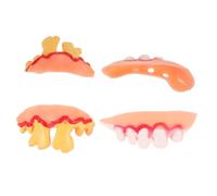 Veemoon 4Pcs Funny Fake Teeth Props for Halloween Party Lifelike Cosplay Accessories for Spooky Decor and Fun with Friends for Costume Events and Jokes