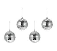 Veemoon 4Pcs Glass Reflective Sphere Disco Ball Ornaments with Hanging Loop Mirror Surface Party Decorations for Homes Hotels Shopping Malls