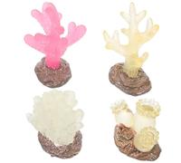 Veemoon 4pcs Glow in The Dark Coral Reef Aquarium Decorations Medium Size Fish Tank Coral Ornaments for Turtle and Large Fish Tanks Luminous Artificial for Aquatic Supplies