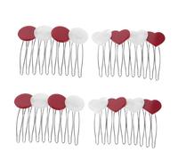 Veemoon 4pcs Heart Hair Claw Clips Acetate Mini Claw Clips for Women Non Slip Hair Finishing Fixer Combs Valentines Day Party Accessories with Romantic Red and White Color Combination
