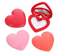 Veemoon 4pcs Heart Shape Refillable Cosmetics Container with Mirror Portable Empty Eyeshadow and Lipstick Box for Travel and Social Gatherings Practical Makeup Storage Case Pink Red Rose