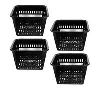 Veemoon 4pcs Hydroponic Net Pot Basket for Plants and Vegetables, Black Plastic Root Control Planter with Comfortable Touch and Good Process Details, for Hydroponics Gardening