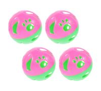 Veemoon 4pcs Interactive Cat Plastic Bell Ball for Cats and Pets, Satisfies Cat's Curiosity and Playfulness with Sturdy Pink Plastic Material, for Indoor Play Random Color
