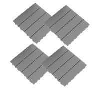 Veemoon 4pcs Interlocking Deck Tiles Gray Plastic Outdoor Flooring for Balcony Backyard Patio Decor Easy Install