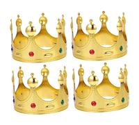 Veemoon 4pcs Kings Crowns Costume Accessories Gold Royal Crown for Birthday Parties Stable Comfortable Dress up Prop for Cosplay Prom and Pageantry