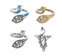 Veemoon 4pcs Knitting Rings Finger Thimbles Sturdy Handmade Crochet Loop Tools for Yarn Arrangement and Fast Knitting Crafting Accessories