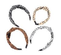 Veemoon 4pcs Leopard Printed Headband Cloth Hair Decors Women Hairband Leopard Printed Headband for Everyday Wear and Parties