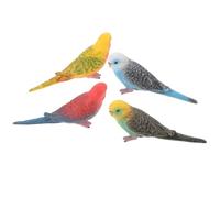 Veemoon 4pcs Lifelike Parrot Figurines Set, Artificial Budgerigar Bird Models in Green, Blue, Red and Yellow, Realistic Bird Decor for Home, Garden and Educational ’s