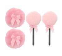 Veemoon 4pcs Lollipop Shape Powder Puff - Fluffy Dusting Puff with Handle for Face and Body - Pink Soft Makeup Setting Powder Applicators for Party Or Daily Use