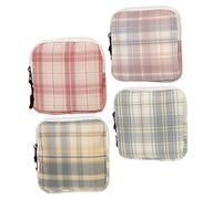 Veemoon 4pcs Menstrual Pad Storage Bag Cute Sanitary Napkin Organizer Portable Zipper Pouch for Period Essentials for Keys Yellow Pink Purple White