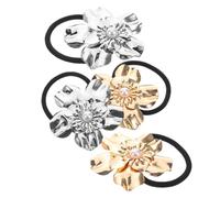 Veemoon 4pcs Metal Flower Hair Bands Durable Ponytail Holders with Shiny Punk Design for Women Lightweight Elastic Hair for Versatile Styling Go Use