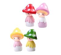 Veemoon 4pcs Mini Mushroom Dolls Set Red Pink Yellow Green Miniature Mushroom Bonsai Adornment Micro Landscape Garden Decor for Fairy Houses and Plant Pots