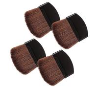 Veemoon 4pcs Mini Powder and Blush Makeup Brushes Set, Flat Semi-circle Thin Slice Design, Black Handle with Brown Bristles, Soft Bristle Cosmetic Tools for Pressed and Loose Powder,