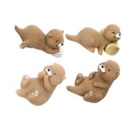 Veemoon 4pcs Mini Resin Otter Figurines Small Animal Ornaments for Fairy Garden DIY Micro Landscape Plant Decor Student Multifunctional Keychain Accessories