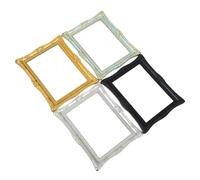 Veemoon 4pcs Mini Resin Photo Frames Vintage Style - Small Ornate Picture Holders for Dollhouse Decor, Jewelry Display, and Tiny Wall Art - Gold, Green, Silver, Black