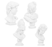 Veemoon 4pcs Miniature Resin Busts Set - Classical God Figures: David, Sun God, Ariadne, Athena Sculptures - White Ancient Statue Figurines for Art Sketching, Mini Dollhouse Accessories,