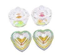 Veemoon 4pcs Nail Art Crystal Cups Lids for Manicures Nail Art Liquid Container and Powder Cup Glass for Polish and Gel Polish