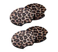 Veemoon 4Pcs Non-Slip Leopard Printing Coaster Car Cup Mat Heat Resistant Neoprene Easy to Clean for Automotive Use