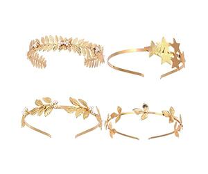 Veemoon 4pcs Pearl Headband Elegant Leaves Hair Accessories for Bride for Weddings Birthdays Valentine Day and Anniversaries Delicate Headdress for Women