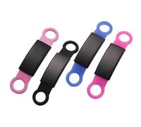 Veemoon 4pcs Pet Identity Tag Anti-Lost Pet Name Tag Silicone Stainless Steel Collar Decor Easy to Install Stylish Simple Appearance Design for Dog Cat